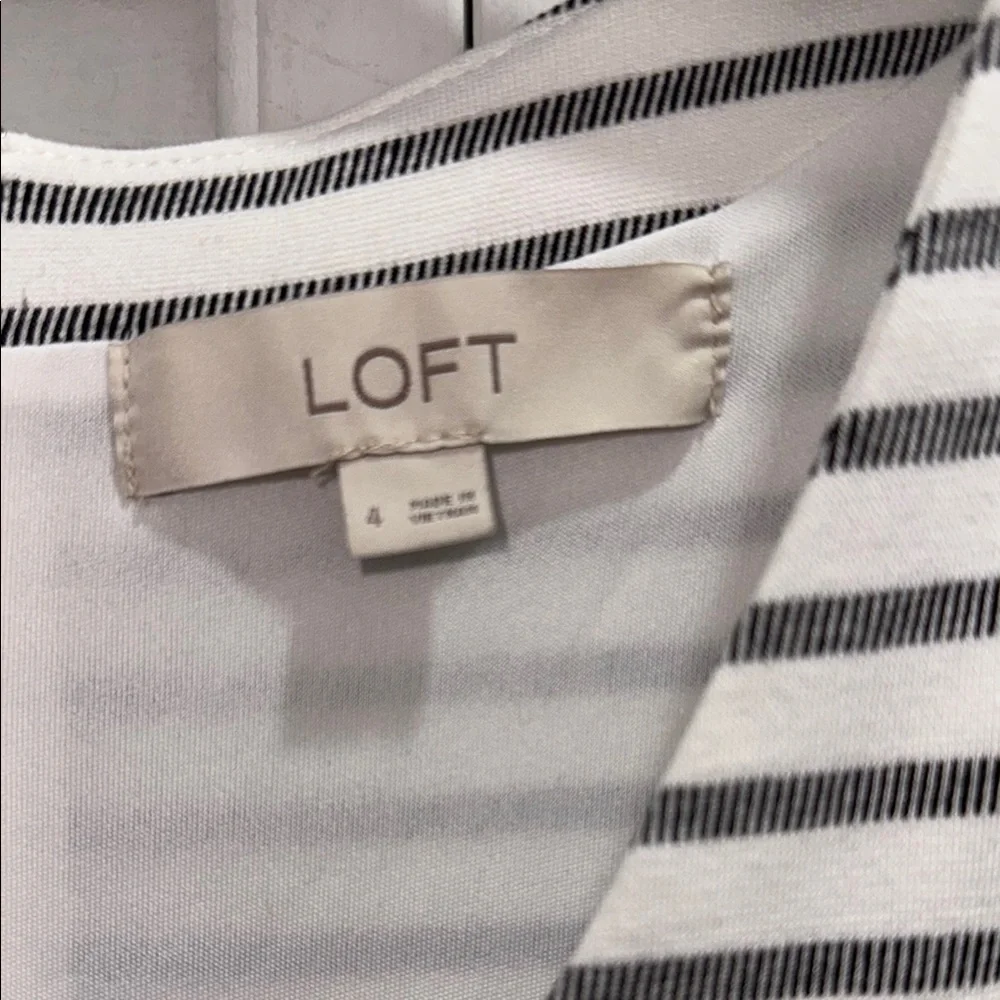 LOFT Black and White Striped Mini Dress - Picture 2 of 4